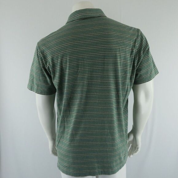 Patagonia Polo Shirt Mens Size L Organic Cotton Green Striped‎ - Picture 5 of 8
